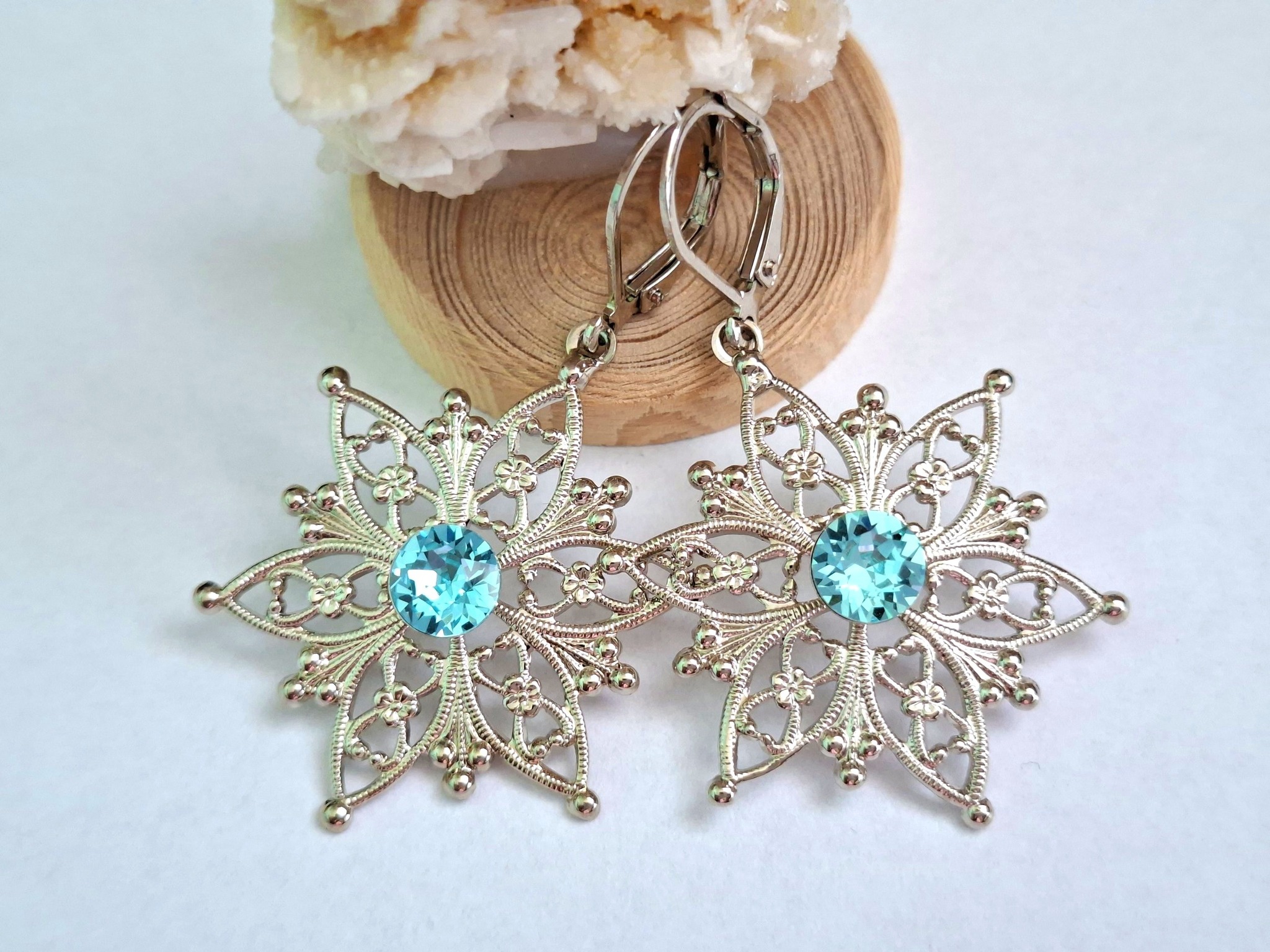 Jedinečné visiace náušnice - Snehová vločka