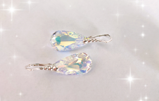 Strieborné náušnice SW crystals - kvapka AB